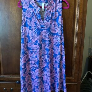 Tropical Pink and Blue Sleeveless Mini Dress